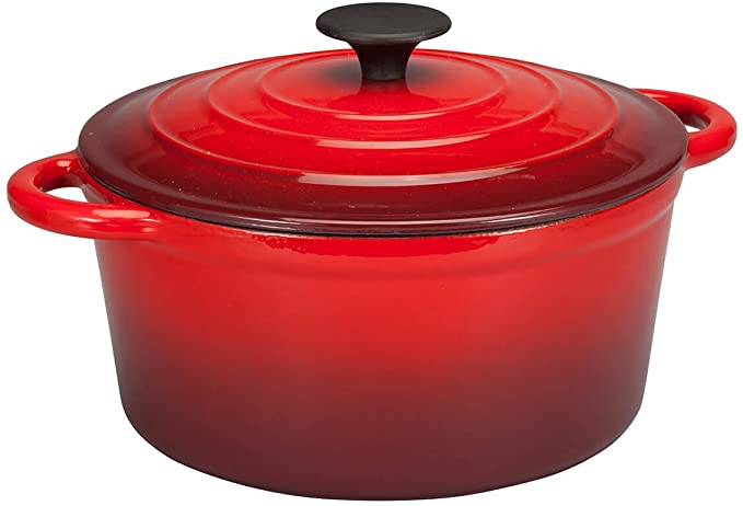 Home Marketplace 2-Piece Enamel Cast Iron Dutch Oven, Red, 4 Quart