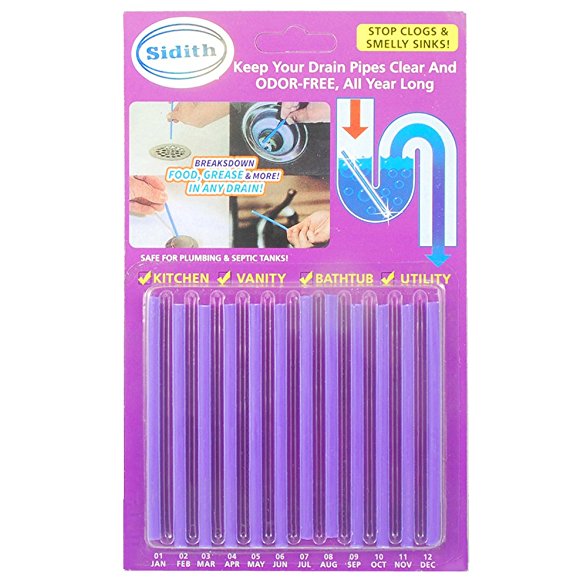 Sidith Clean Sticks 24 Pcs/2Pack Keeps Drains &Pipes Clear And Odor Free As Seen On TV Sewer Detergent Stick Detergent Toilet Kitch (Purple FBA)