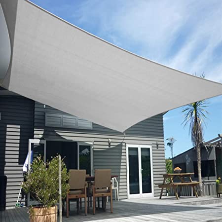 Artpuch 12' x 16' Sun Shade Sails Rectangle Canopy, Grey UV Block Cover for Outdoor Patio Garden Yard