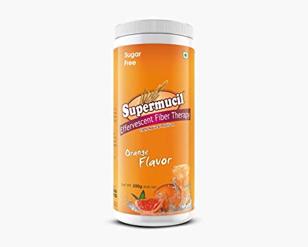 SUPERMUCIL Psyllium Effervescent Fiber Therapy: 300 Gms Orange Flavor Sugar Free