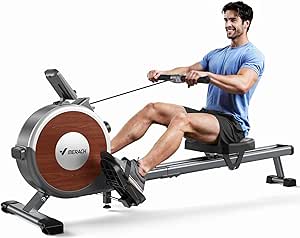 MERACH Rowing Machine, Magnetic Rower Machine for Home, 16 Levels of Quiet Resistance, Dual Slide Rail with Max 350lb Weight Capacity, App Compatible