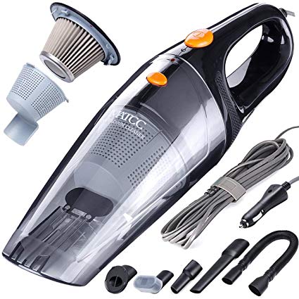 MATCC Car Vacuum Cleaner, DC 12V 110W 5500pa High Power Stronger Suction Corded Car Vacuum,Cyclonic Powerful Suction,Stainless Steel HEPA Double Filtration Auto Vacuum Cleaner ,Wet & Dry Use Handheld Vacuum for Car with 16.4FT(5M) Stronger Power Cord