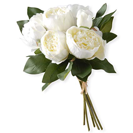 National Tree 12 Inch White Peony Flower Bundle (RAS-TMW14-1)