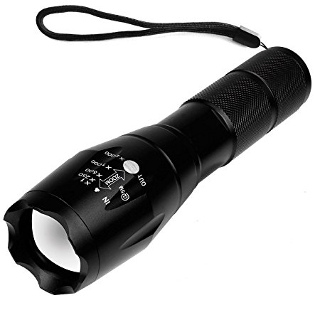 Airsspu XML T6 Portable Ultra Bright LED Tactical Flashlight with Adjustable Focus and 5 Light Modes
