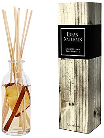 Urban Naturals Apples & Spice Apple Cinnamon Reed Diffuser Oil Set – Red Apple, Cinnamon, Nutmeg Clove & Vanilla Scented Diffusing Reed Sticks – Great Fall & Holiday Scent – Made in The USA