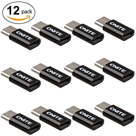 Onite 12 PCS Type C to Micro USB Converter Connector Adapter for Charging / Data Sync of Samsung Galaxy S8, LG G5 V20, Google Nexus 5X 6P, Lumia 950 / 950XL, Huawei P9 P10, Oneplus 2 3 3T, HTC 10