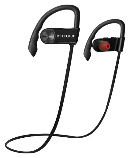 Intcrown Bluetooth Headphones Running V4.1 In-Ear Sports Headset Earphones with Mic for iPhone 6 and Samsung Galaxy Android Phones (Black)