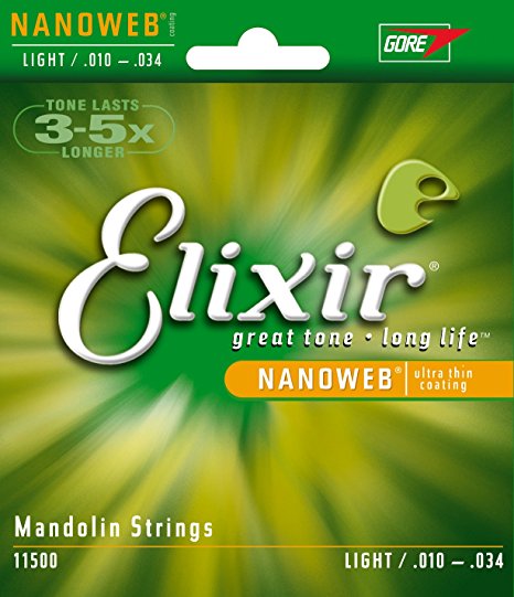 Elixir Strings Mandolin Strings w NANOWEB Coating, Light (.010-.034)