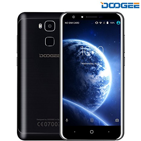 Mobile Phones Unlocked, DOOGEE Y6 SIM-Free Smartphone, 4G Dual SIM Android Smartphones with 2GB RAM   16GB ROM - 8MP   13MP Camera Lens, 5.5 Inch HD Screen and MT6750 Octa Core - 3200mAh - Black