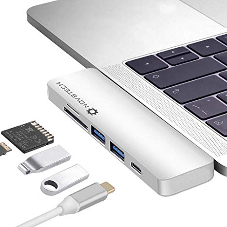 NOV8Tech USB C Hub for MacBook Pro 2019-16 and MacBook Air 2019-18 5-in-2, Thunderbolt 3 100W PD Charger and 40GBps Data, 2xUSB 3.0, SD/Micro SD Card Reader 5-in-1