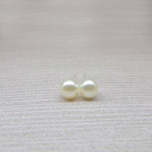 6mm Ivory Simulated Pearl Earrings on Hypoallergenic Plastic Posts for Metal Sensitive Ears