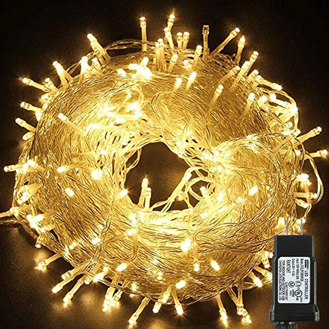 Zhuohao 99FT 300 LED String Lights, Low Voltage Plug in String Lights with 8 Flashing Modes for Indoor and Outdoor, Xmas, Parties, Garden, Wedding, Window, Home Decorations (Warm White).