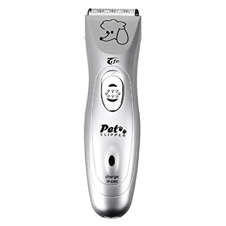 Excelvan TP-2280 Rechargeable Pet Dog Cat Electric Hair Grooming Shaver Razor Clipper Trimmer, Silver