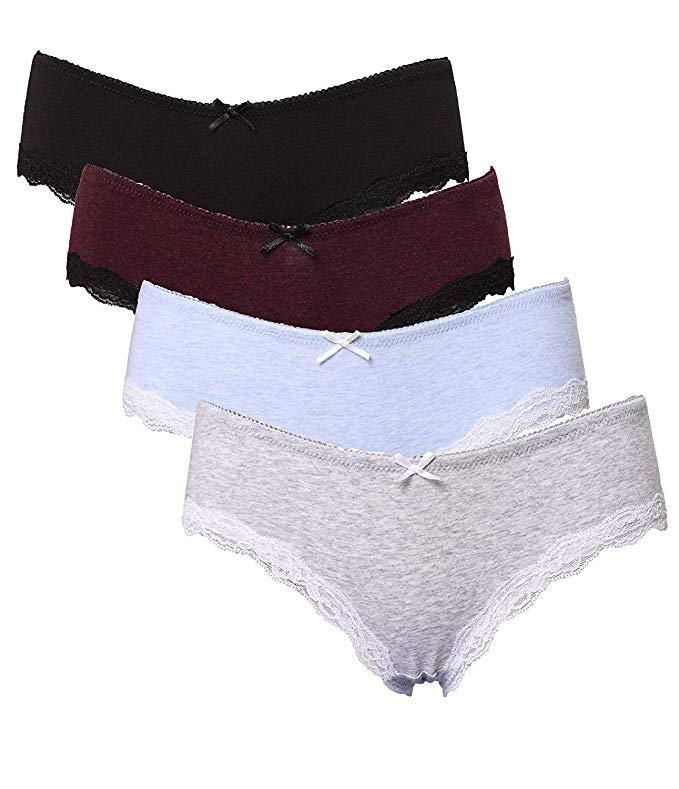 ATTRACO Women's Underwear Cotton Panties Brief Hipster Solid 4 Packs Colors