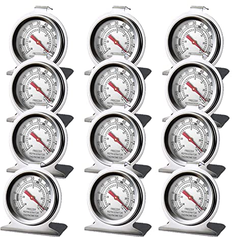 Stainless Steel Refrigerator Freezer Thermometer Large Dial Thermometer (12 Pack)