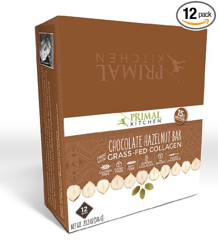 Primal Kitchen Chocolate Hazelnut Collagen Protein Bars, 1.7 Ounce, Pack of 12, Gluten Free, Paleo