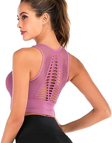 YEYELE Sports Bras for Women 1 or 2 Pack Medium Support Removable Pad Crop Tops Yoga Sports Bra