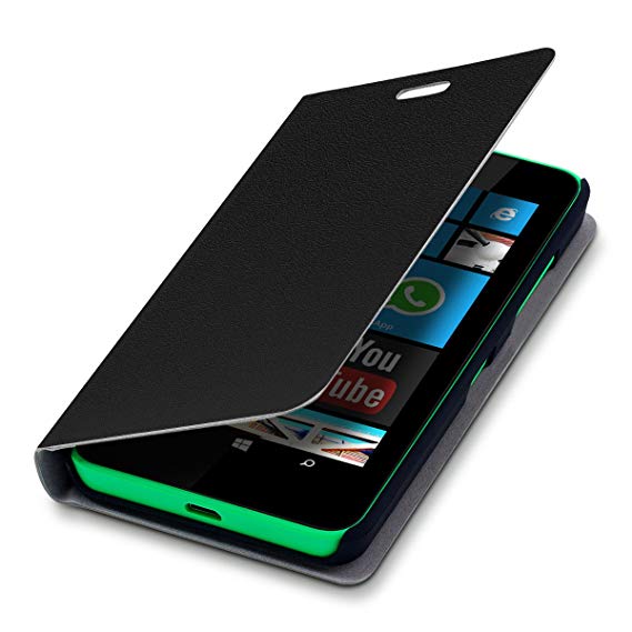 kwmobile Flip Case for Nokia Lumia 630 - Book Style Protective Front Flip Cover Smartphone Case - Black