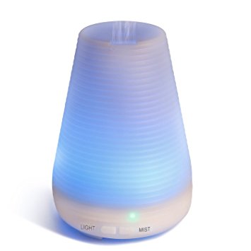 Homeweeks 100ML Auto Off Ultrasonic diffuser LED Colorful Night-Ligting Aroma Mist Maker Home&Office Essential (B)