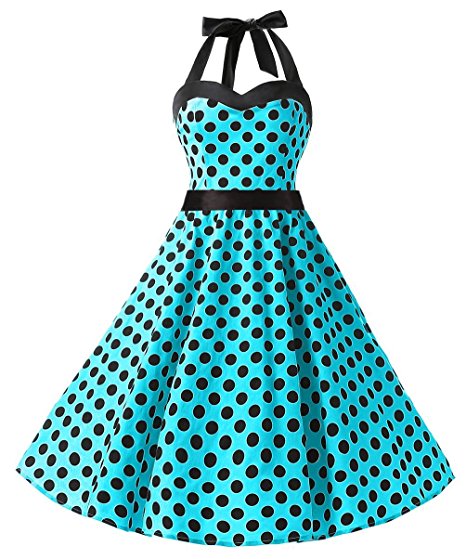 Dresstells Vintage 1950s Rockabilly Polka Dots Audrey Dress Retro Cocktail Dress