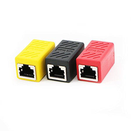 Pasow RJ45 Coupler 3 Pack In-Line Coupler Cat6 Cat5e Cat5 Ethernet Cable Extender Adapter Female to Female