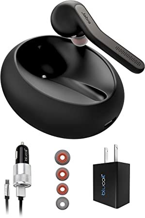 Jabra Talk 55 Bluetooth Headset with Noise Cancelling Mic for Android and iOS Bundle with Blucoil Micro USB Car Charger, and USB Wall Adapter