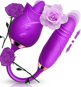 Easy to Operate Rose Shape Toys Update Model 3 in 1 Rose Toy with Tongue Licking, Thrusting and Vibrating Adult Tools YM3 6 * 9