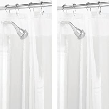mDesign Plastic, Mold/Mildew Resistant, Heavy Duty PEVA Shower Curtain Liner for Bathroom Showers and Bathtubs - 3 Gauge - 2 Pack - Clear