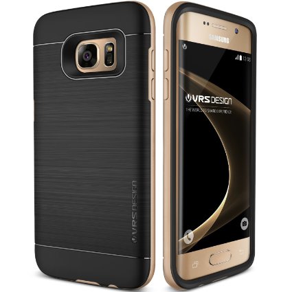 Galaxy S7 Edge Case, VRS Design [High Pro Shield][Shine Gold] - [Brushed Metal Texture][Drop Protection][Heavy Duty][Minimalistic][Slim Fit] - For Samsung Galaxy S7 Edge SM-G935 Devices