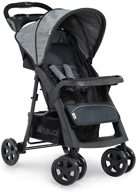 Hauck Shopper Neo II Pushchair up to 25 kg with Lying Position from Birth, Compact Folding, Lightweight Only 7.5 kg, with Two Cup Holders - Grey