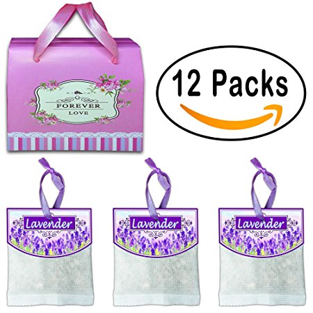 QUIET 12 Packs Best Moth Protection Repellent, Lavender Sachets for Drawers and Closets Clothing, Shoe Cabinet Etc, Fresh Smell