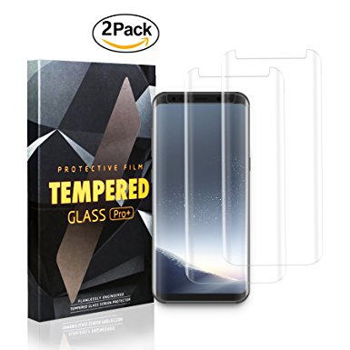 Galaxy S8 Screen Protector, 2-Pack Tempered Glass [Case Friendly] 3D Curved Edge Ultra Clear 9H Hardness [No Bubbles] [Scratch] [Anti-Glare] [Anti Fingerprint]