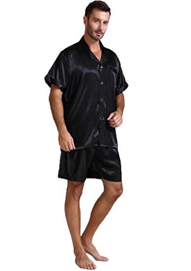Mens Silk Satin Pajamas Set Sleepwear Loungewear S4XL Plus