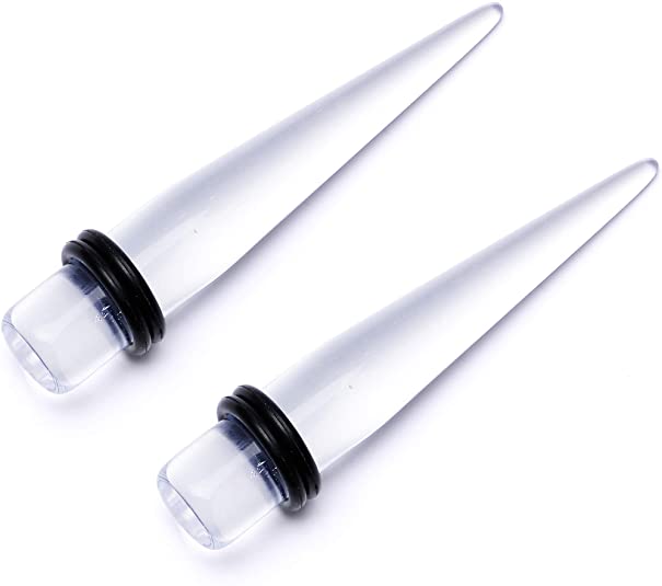 Body Candy Unisex Ear Gauges Stretching Kit Straight Tapers for Stretched Ears Clear Acrylic Taper Set