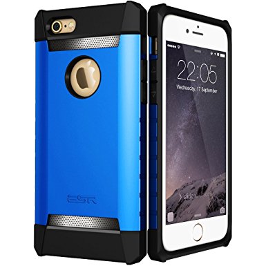 iPhone 6/6s Case, ESR Three Layer Heavy Duty Shockproof Protective Case [Free Screen Protector] [Metal Design] [Matte Silicone Back   Thickened TPU Bumper] for iPhone 6/6s 4.7"- Blue