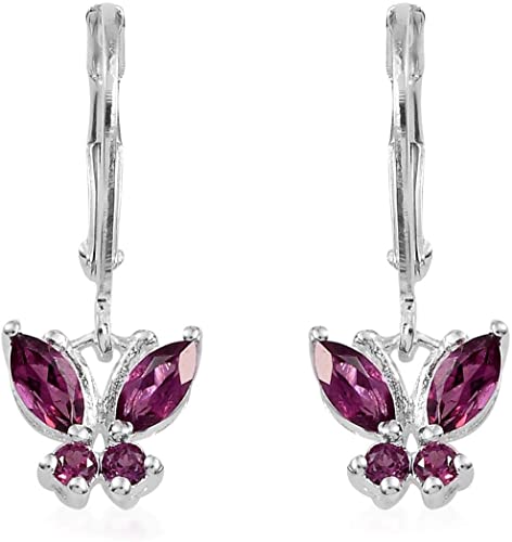 925 Sterling Silver Butterfly Leverback Drop Dangle Earrings for Women Jewelry (Iolite, Citrine/Rhodolite/Peridot/Amethyst)