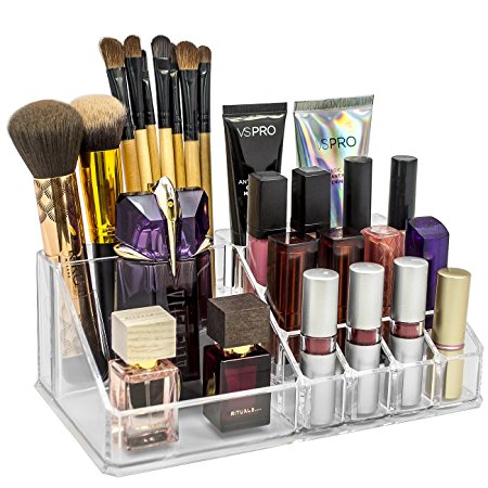 Sorbus® Acrylic Cosmetics Makeup and Jewelry Storage Case Display Top–Glamorous, Space- Saving, Stylish Acrylic Bathroom Organizer (Top Style 1)