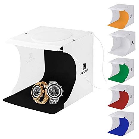 Photography Studio Kit Portable - Light Box for Photography - Foldable Mini Photo Studio Tent Jewelry Light Box Kit Small Home Photography Studio with 2x20 LED Lights 6 Colors Backdrops