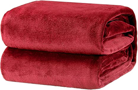 Bedsure Fleece Blanket Twin Size Burgundy Lightweight Super Soft Cozy Luxury Burgundy Blanket Microfiber