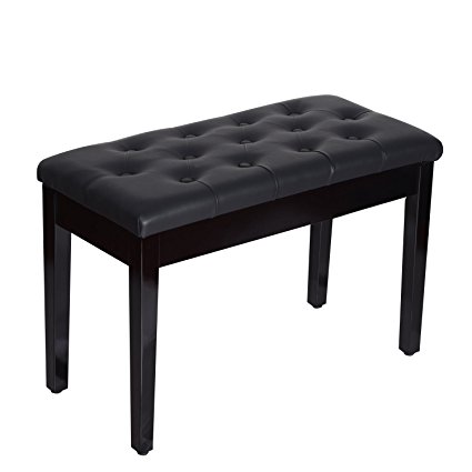 Homcom Faux Leather Piano Stool Keyboard Bench with Storage 76x36x50cm (Black)