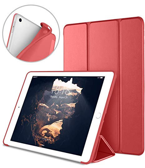 DTTO iPad 6th Generation Case 9.7 Inch Case 2018/2017 5th Generation Case, Auto Sleep/Wake Slim Fit Lightweight Smart Cover with Soft TPU Back Case for iPad 5, iPad 6, Bright Red