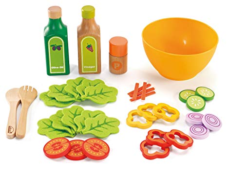 Hape Healthy Gourmet Salad Kid's Wooden Play Kitchen Food Set and Accessories