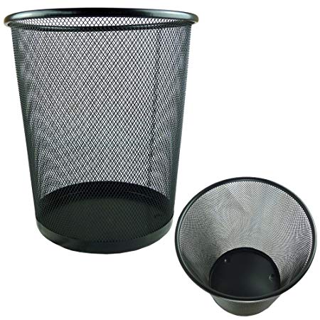 Circular Mesh Bin - Waste Paper Basket (Black)