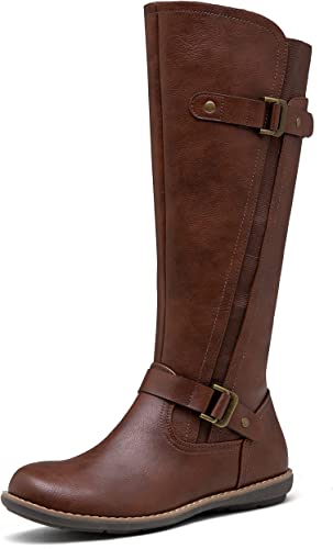 Jeossy Women's 9656 Knee-High Boots Fashion Riding Boots with Buckle