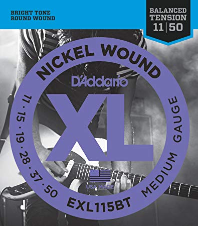 D’Addario XL Nickel Wound Electric Guitar Strings, Medium Balanced Tension Gauge – Round Wound with Nickel-Plated Steel for Long Lasting Distinctive Bright Tone and Excellent Intonation – 11-50, 1 Set