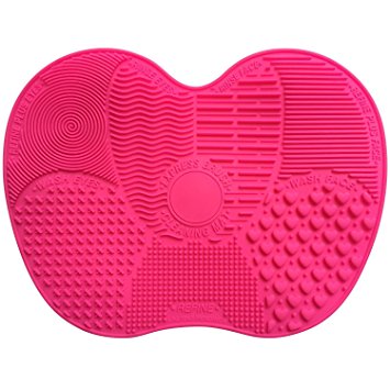Brush Cleaners, Shinefuture Makeup Brush Cleaner Pad Washing Scrubber Board Cleaning Mat Hand Tool (Hot Pink)