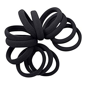 Cyndibands Strong Hold, Soft and Seamless 1.5" Fabric Ponytail Holders - 12 Hair Ties (Charcoal Gray)