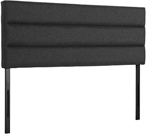 VECELO Upholstered Height Adjustable Headboard in Linen Fabric, Modern Horizontal Decor, 49.3’’, Queen, Charcoal