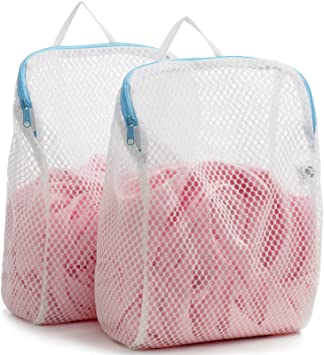 COMLIFE Set of 2 Delicates Honeycomb Mesh Laundry Bag，Use YKK Zipper，with Handle, Extra Large Opening, Side Widening Design, Baby Products, Face Cleansing Pads,Socks, Fine Knitwear Mesh Wash Bags (2 Medium Blue)