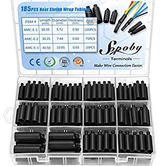 185PCS Upgraded Heat Shrink Tubings Sopoby Insulated Shrink Wrap Tubings Electrical Wire Cable Wrap Tubes